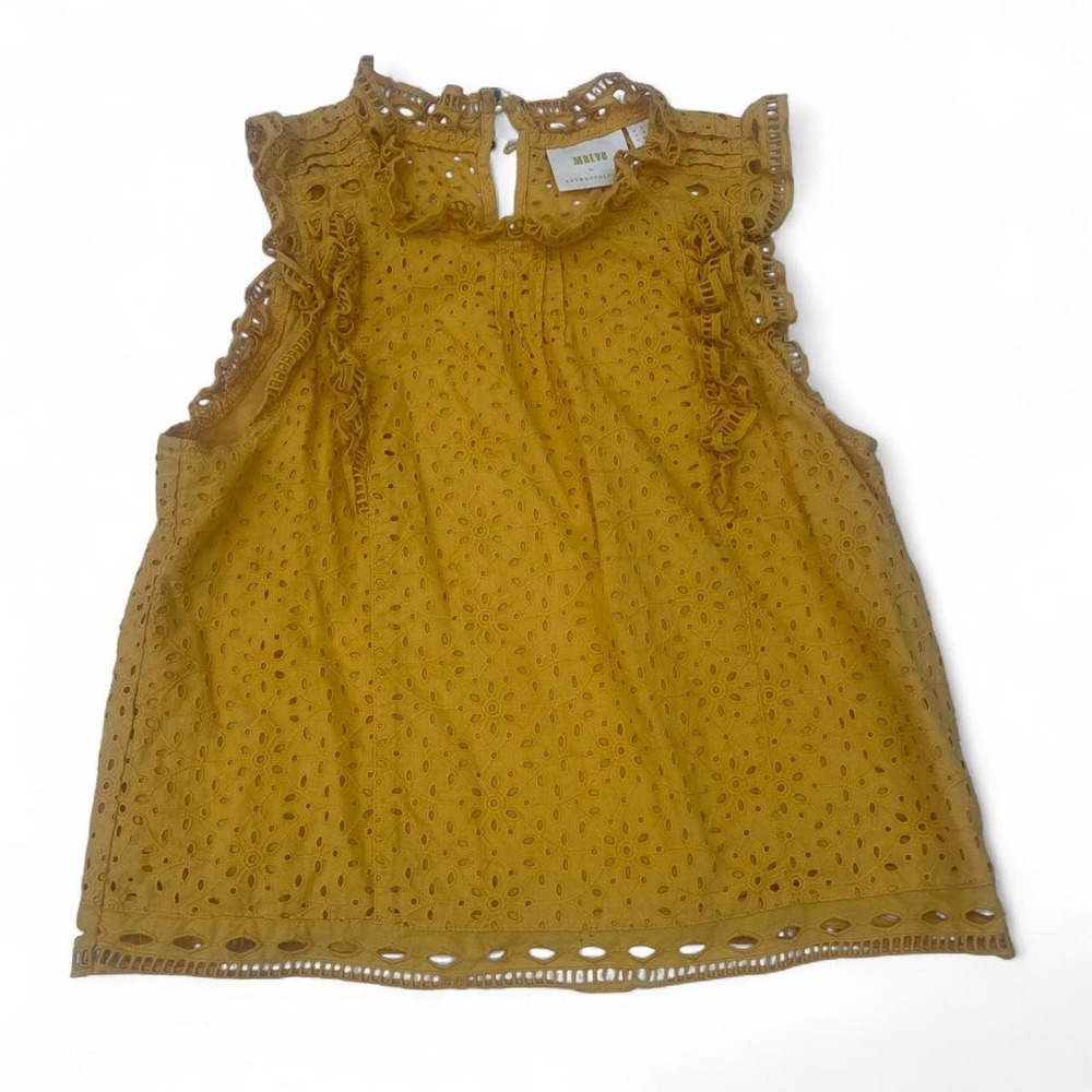 Anthropologie Maeve eyelet top with ruffles size 6